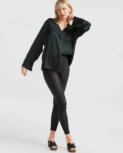 Hot Belle & Bloom Gemini Waterfall Shirt - Dark Green DarkGreen
