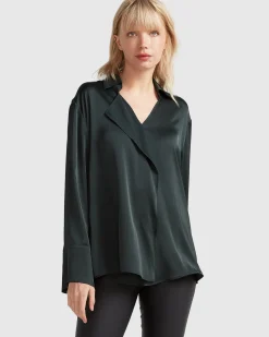 Hot Belle & Bloom Gemini Waterfall Shirt - Dark Green DarkGreen