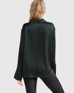 Hot Belle & Bloom Gemini Waterfall Shirt - Dark Green DarkGreen