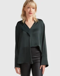 Hot Belle & Bloom Gemini Waterfall Shirt - Dark Green DarkGreen