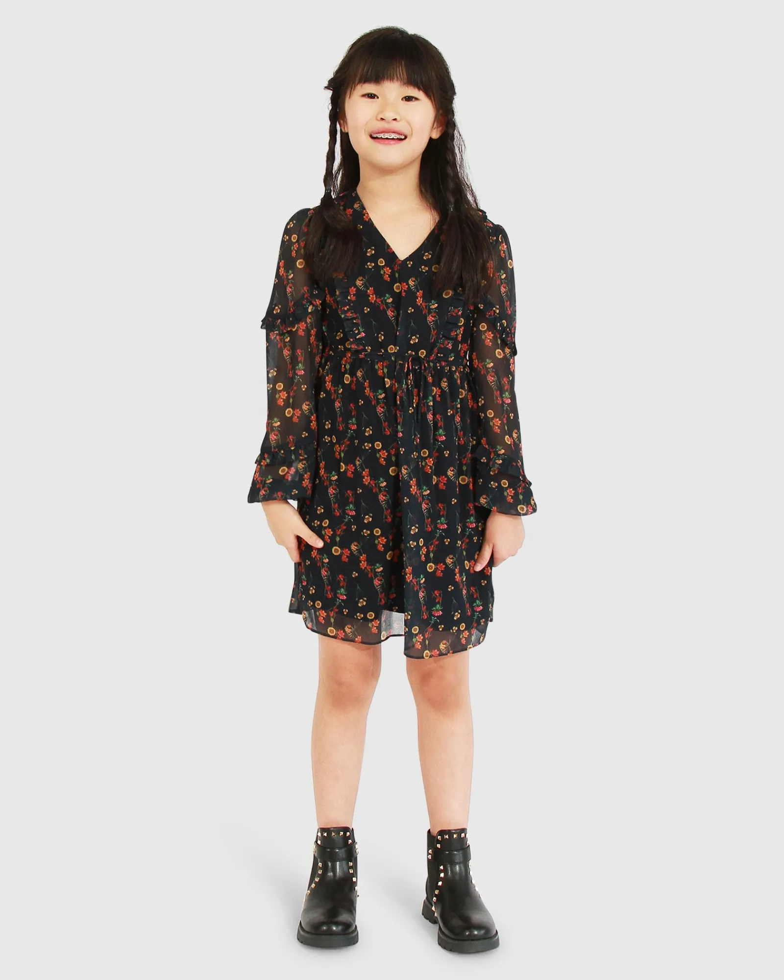 Sale Belle & Bloom Girls Like You Floral Dress - Navy