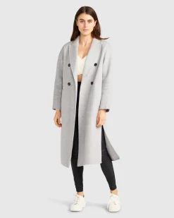 Discount Belle & Bloom Guestlist Oversized Double Breasted Coat - Grey Marle GreyMarle