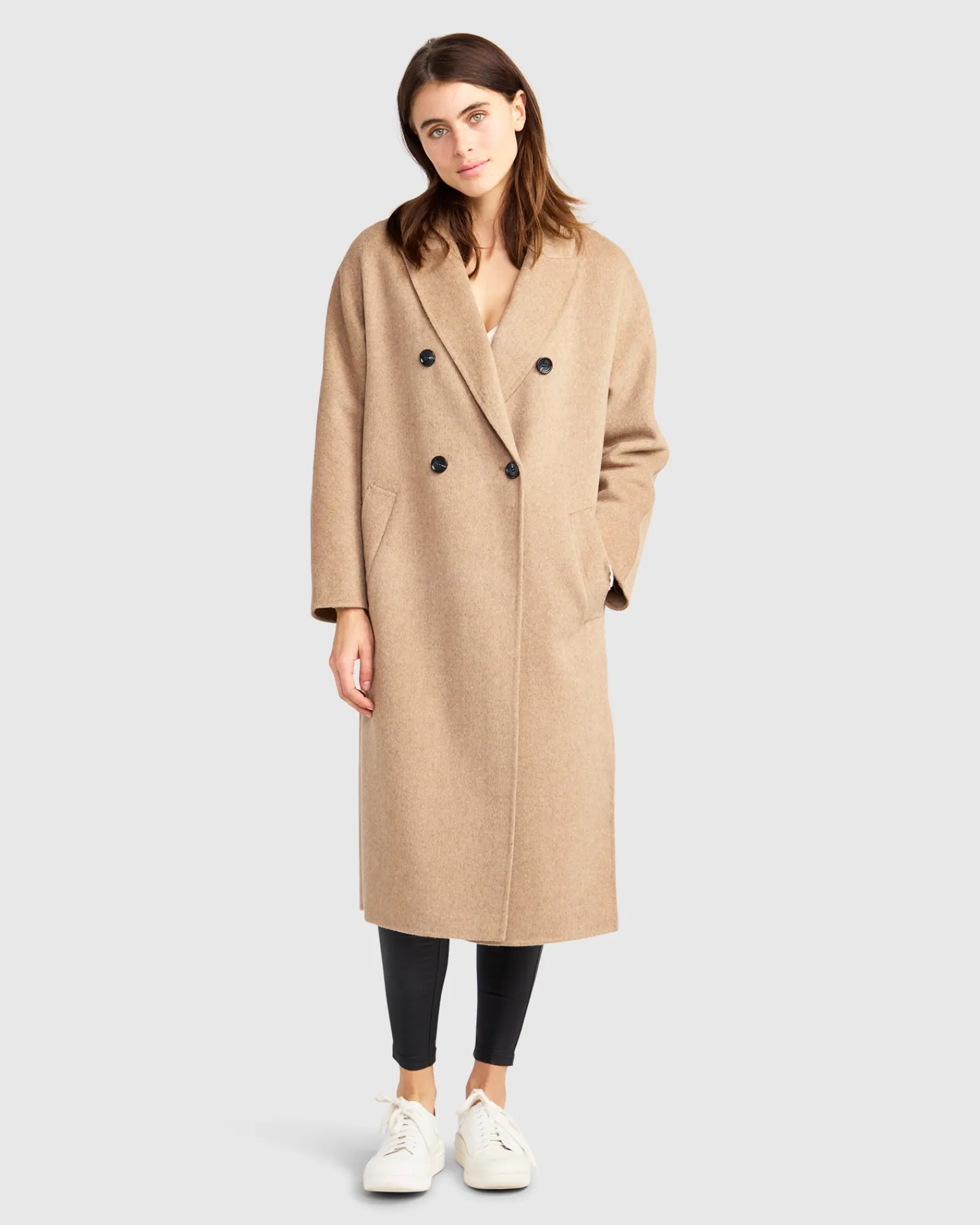 Online Belle & Bloom Guestlist Oversized Double Breasted C - Oat
