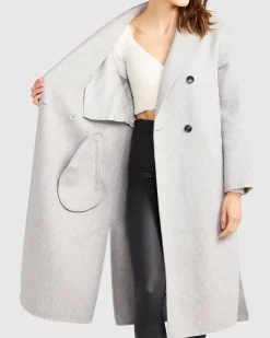 Discount Belle & Bloom Guestlist Oversized Double Breasted Coat - Grey Marle GreyMarle