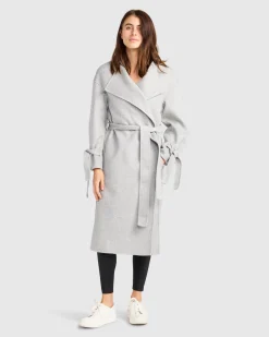 Sale Belle & Bloom Head Over Heels Collarless Robe Coat - Grey Marle GreyMarle