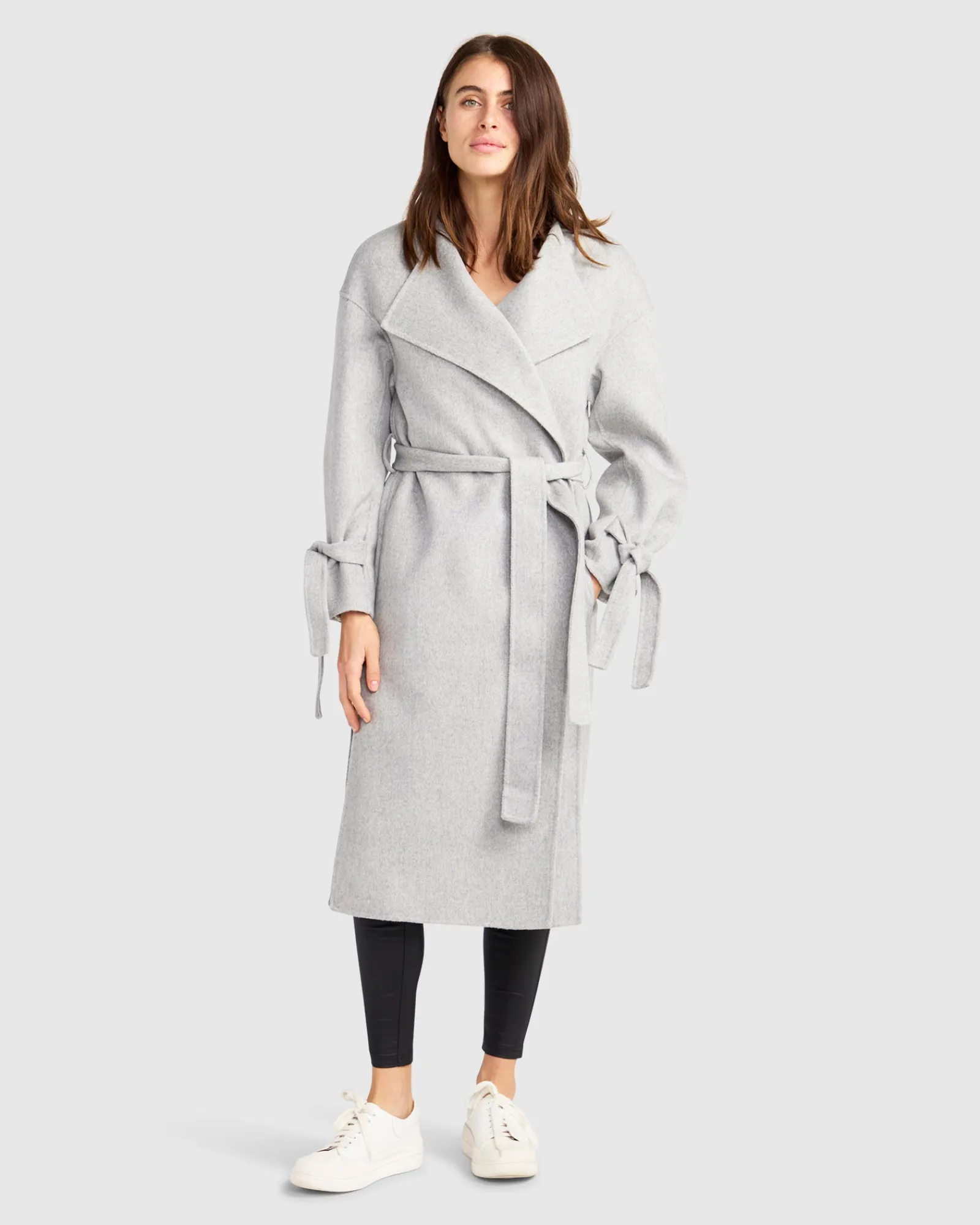 Sale Belle & Bloom Head Over Heels Collarless Robe Coat - Grey Marle GreyMarle
