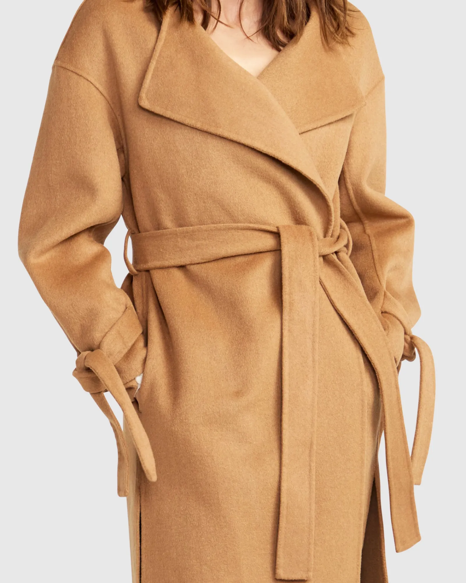 Discount Belle & Bloom Head Over Heels Collarless Robe Coat - Camel