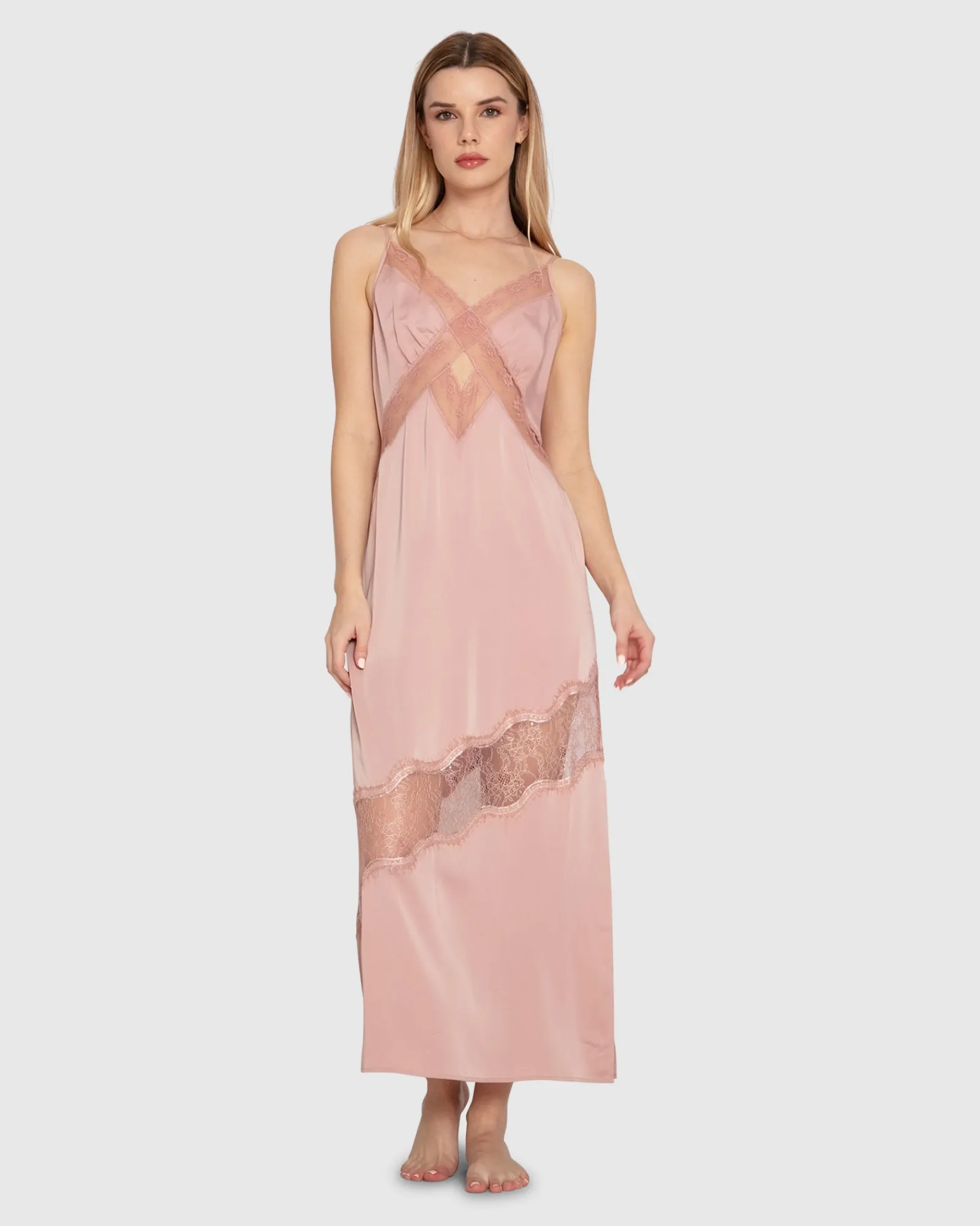 New Belle & Bloom Heavenly Bodies Lace Slip Dress - Rose