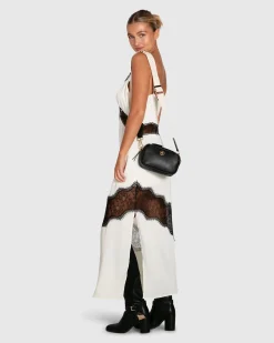 New Belle & Bloom Heavenly Bodies Lace Slip Dress - White/Black