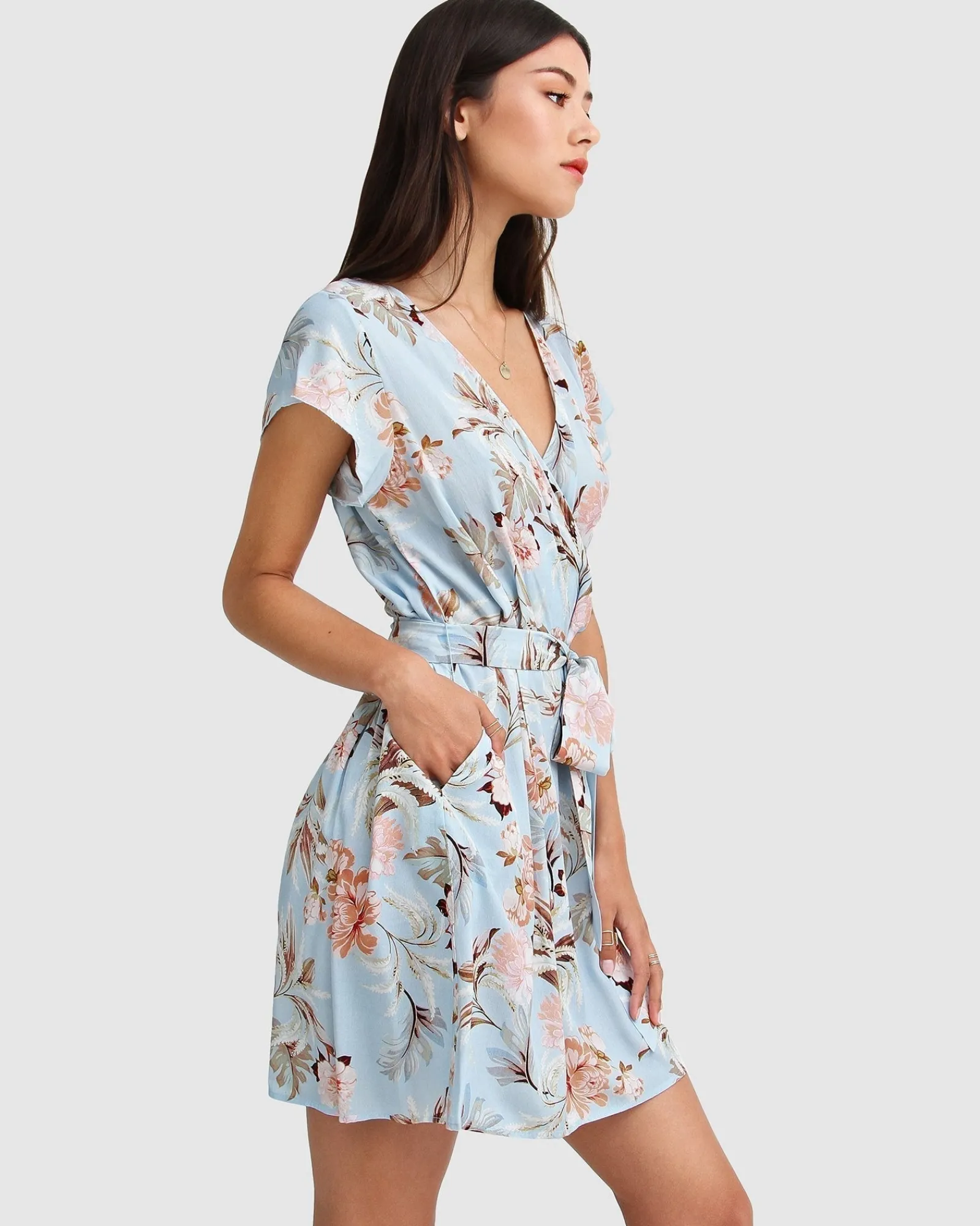 Hot Belle & Bloom I'm The Star Wrap Dress - Light Blue LightBlue
