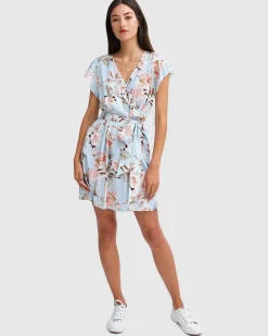 Hot Belle & Bloom I'm The Star Wrap Dress - Light Blue LightBlue