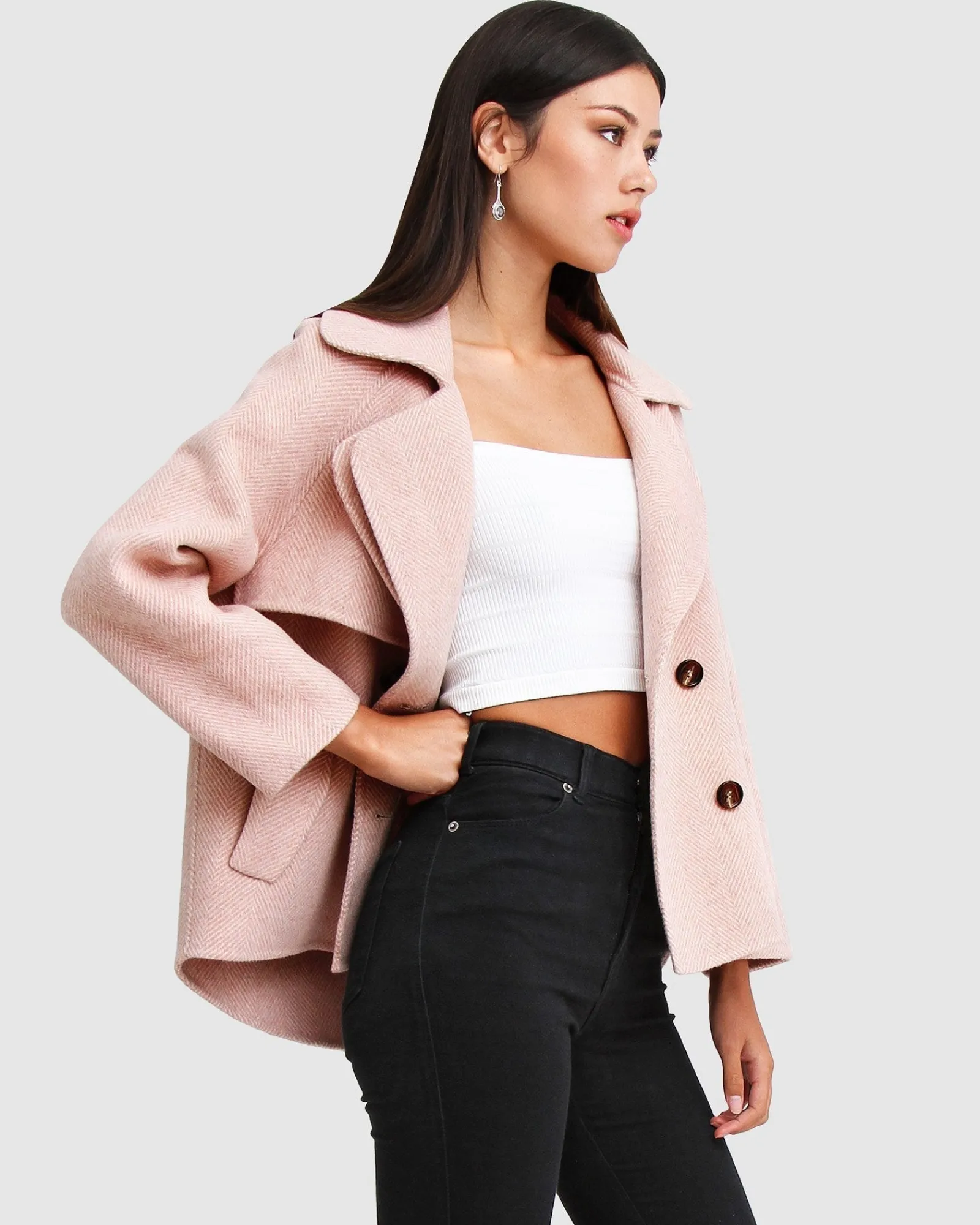 Online Belle & Bloom I'm Yours Wool Blend Peacoat - Blush