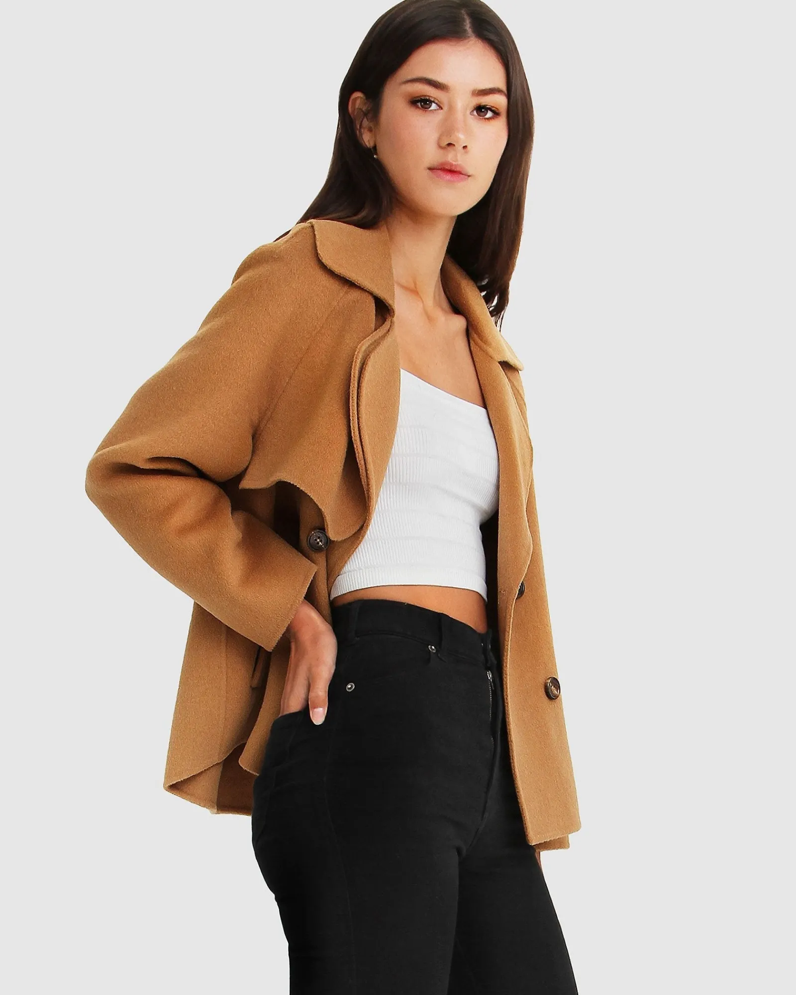 Online Belle & Bloom I'm Yours Wool Blend Peacoat - Camel