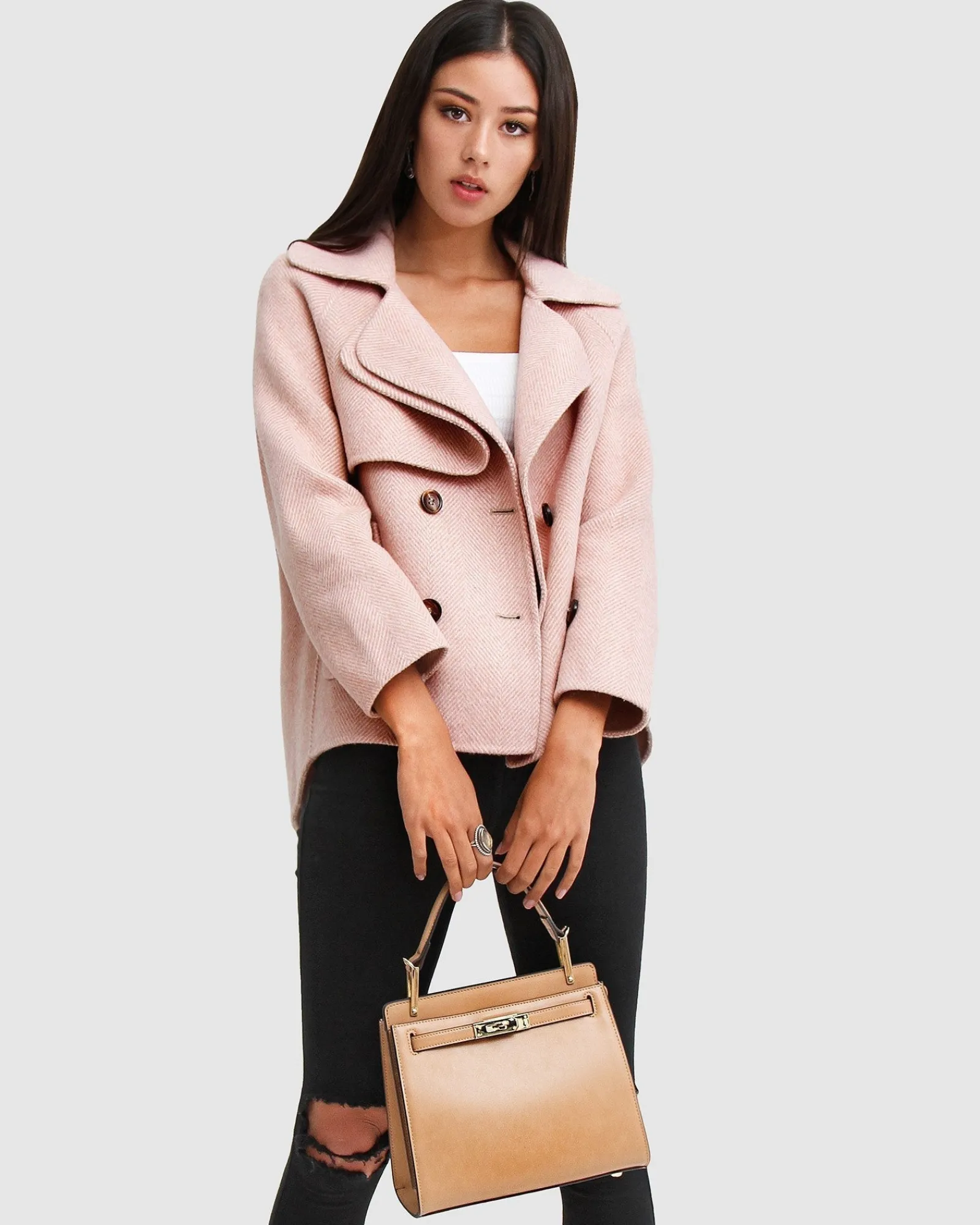 Online Belle & Bloom I'm Yours Wool Blend Peacoat - Blush
