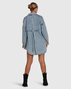 Discount Belle & Bloom Into Him Oversized Denim Shirt - Stonewash