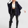 Discount Belle & Bloom Jackson Landing Wool Blend Cape Coat - French Navy FrenchNavy