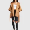 Fashion Belle & Bloom Jackson Landing Wool Blend Cape Coat - Dark Camel DarkCamel