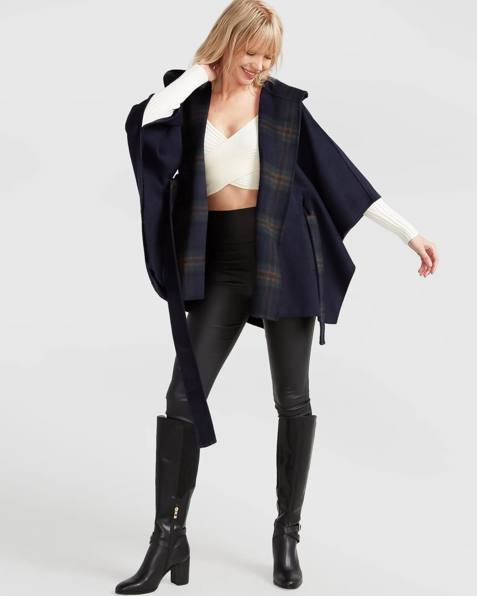 Discount Belle & Bloom Jackson Landing Wool Blend Cape Coat - French Navy FrenchNavy