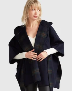 Discount Belle & Bloom Jackson Landing Wool Blend Cape Coat - French Navy FrenchNavy
