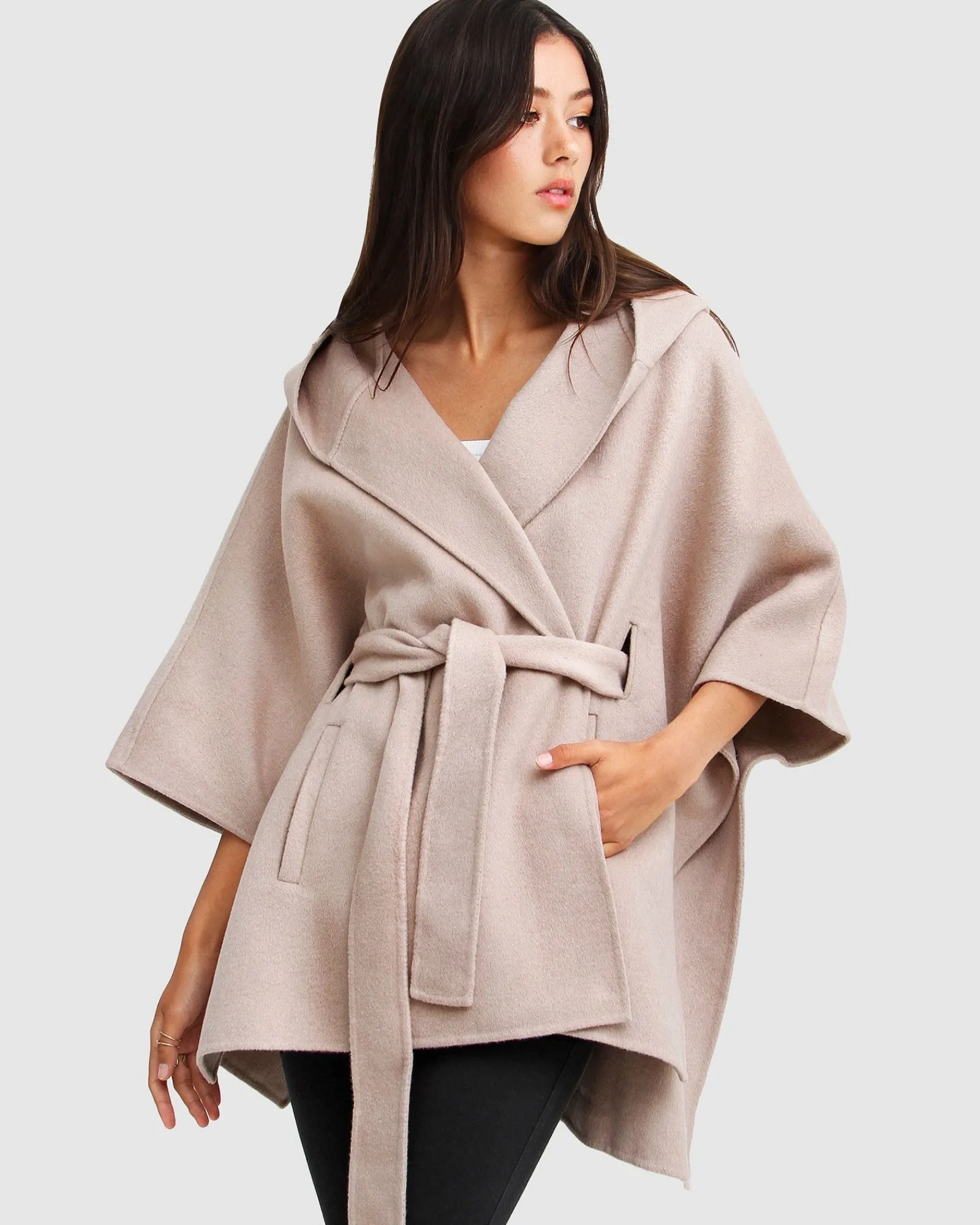 New Belle & Bloom Jackson Landing Wool Blend Cape Coat - Sand