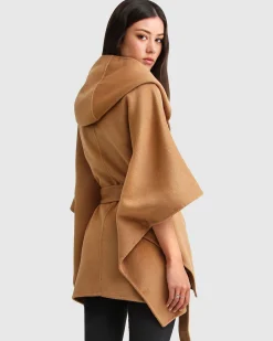 Fashion Belle & Bloom Jackson Landing Wool Blend Cape Coat - Dark Camel DarkCamel