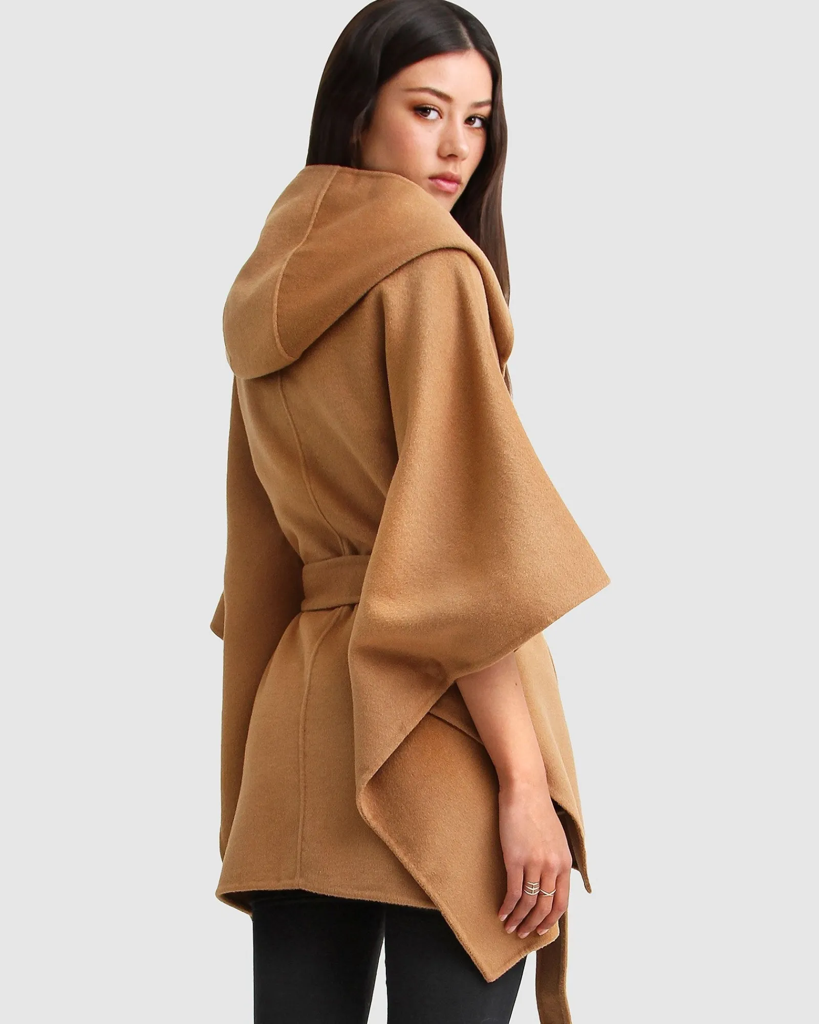 Fashion Belle & Bloom Jackson Landing Wool Blend Cape Coat - Dark Camel DarkCamel