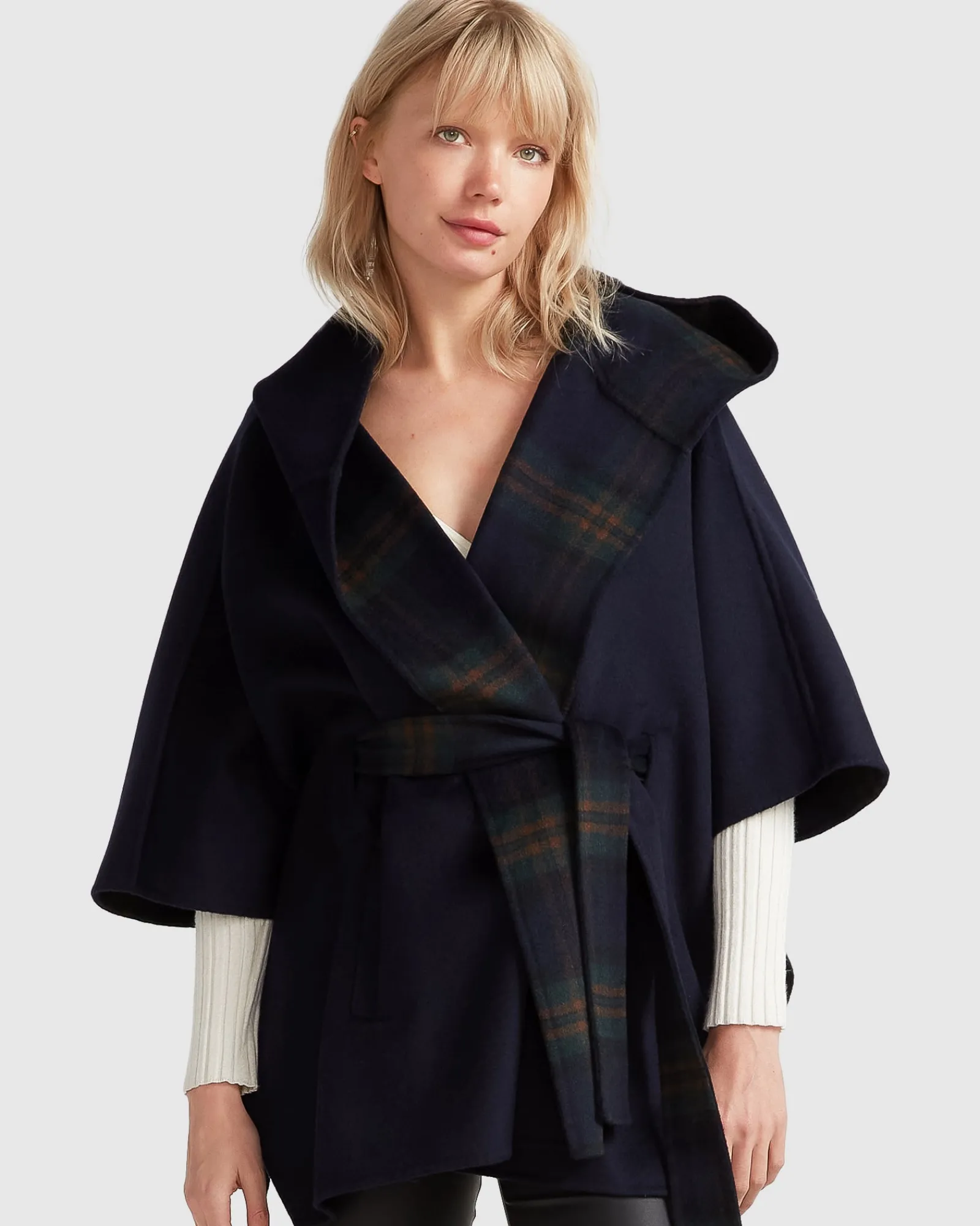 Discount Belle & Bloom Jackson Landing Wool Blend Cape Coat - French Navy FrenchNavy
