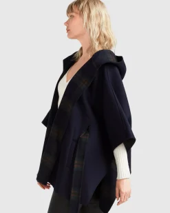 Discount Belle & Bloom Jackson Landing Wool Blend Cape Coat - French Navy FrenchNavy