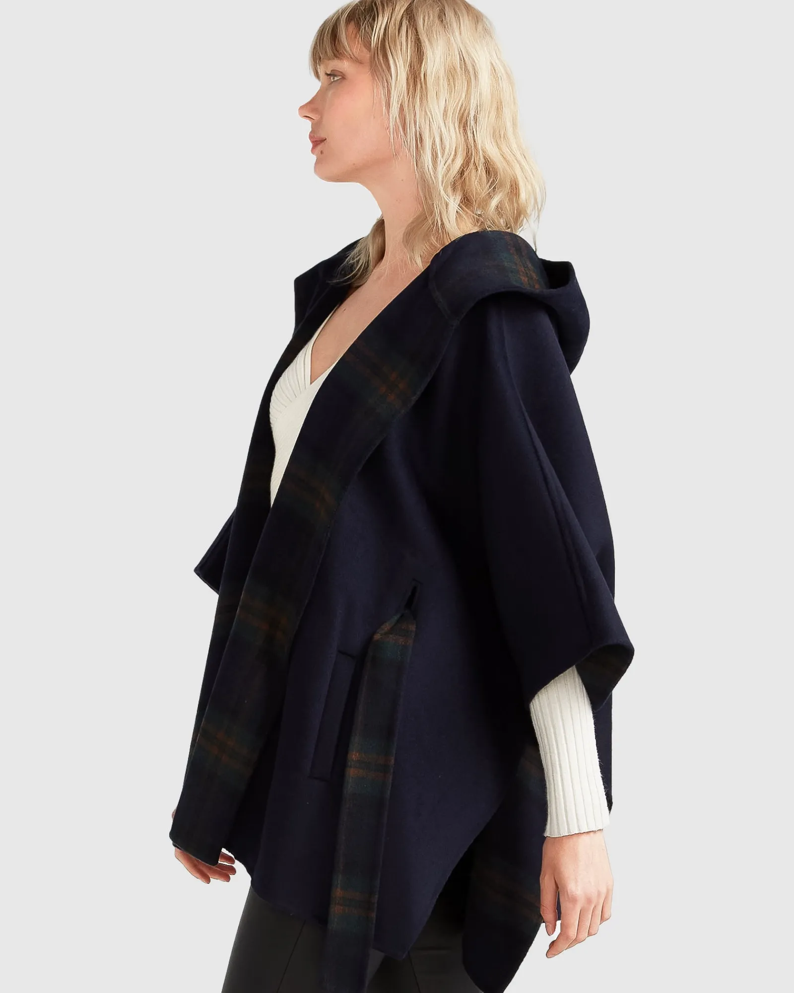 Discount Belle & Bloom Jackson Landing Wool Blend Cape Coat - French Navy FrenchNavy