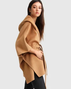Fashion Belle & Bloom Jackson Landing Wool Blend Cape Coat - Dark Camel DarkCamel
