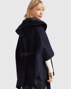 Discount Belle & Bloom Jackson Landing Wool Blend Cape Coat - French Navy FrenchNavy