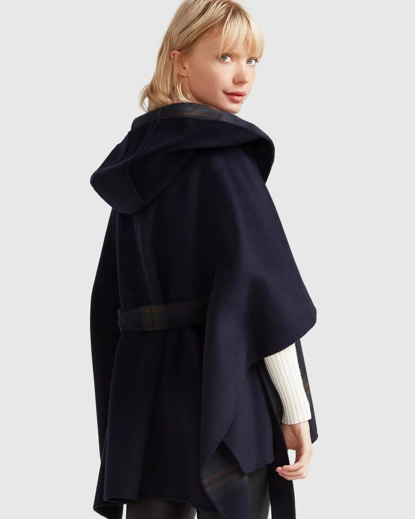 Discount Belle & Bloom Jackson Landing Wool Blend Cape Coat - French Navy FrenchNavy