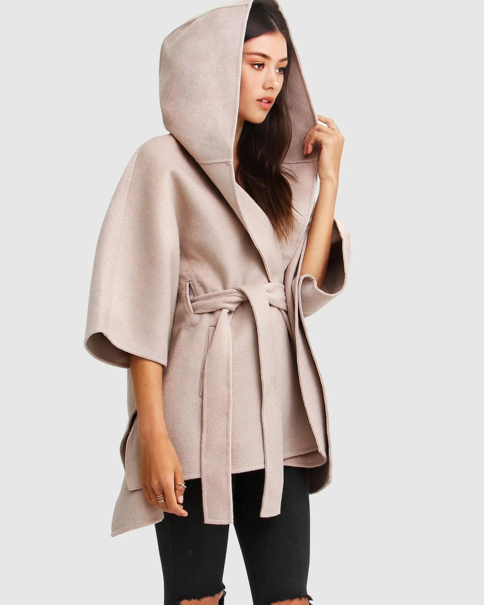 New Belle & Bloom Jackson Landing Wool Blend Cape Coat - Sand
