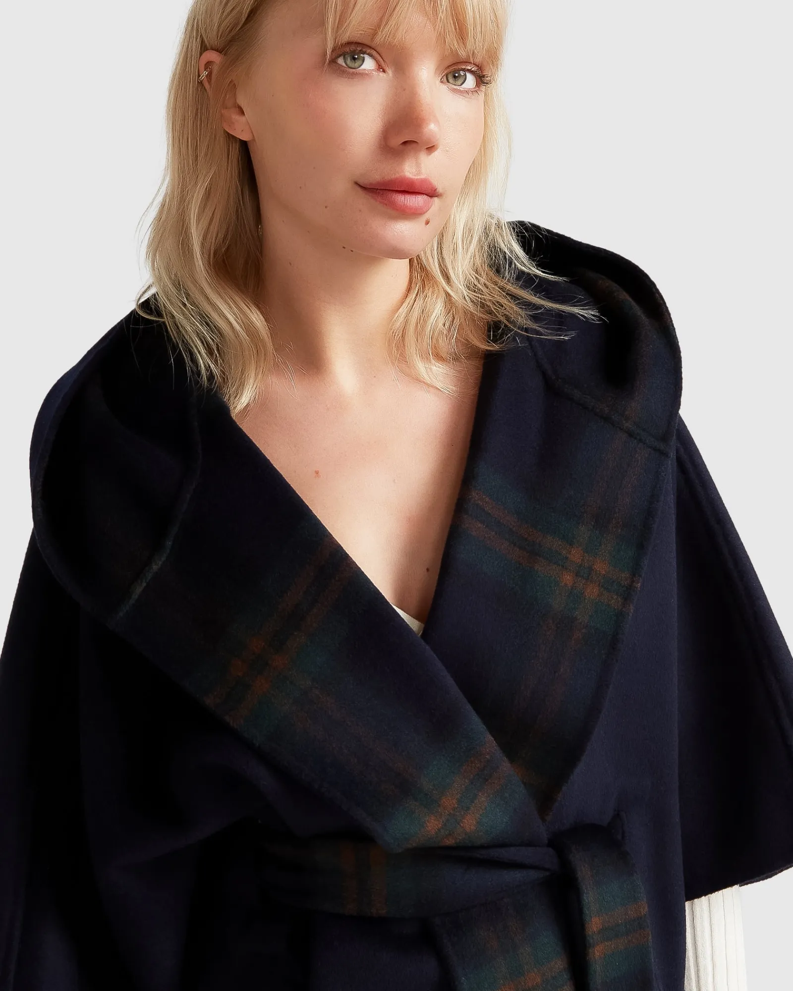 Discount Belle & Bloom Jackson Landing Wool Blend Cape Coat - French Navy FrenchNavy