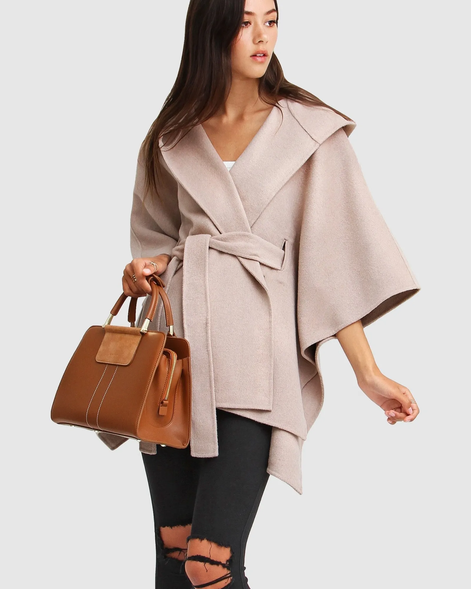 New Belle & Bloom Jackson Landing Wool Blend Cape Coat - Sand
