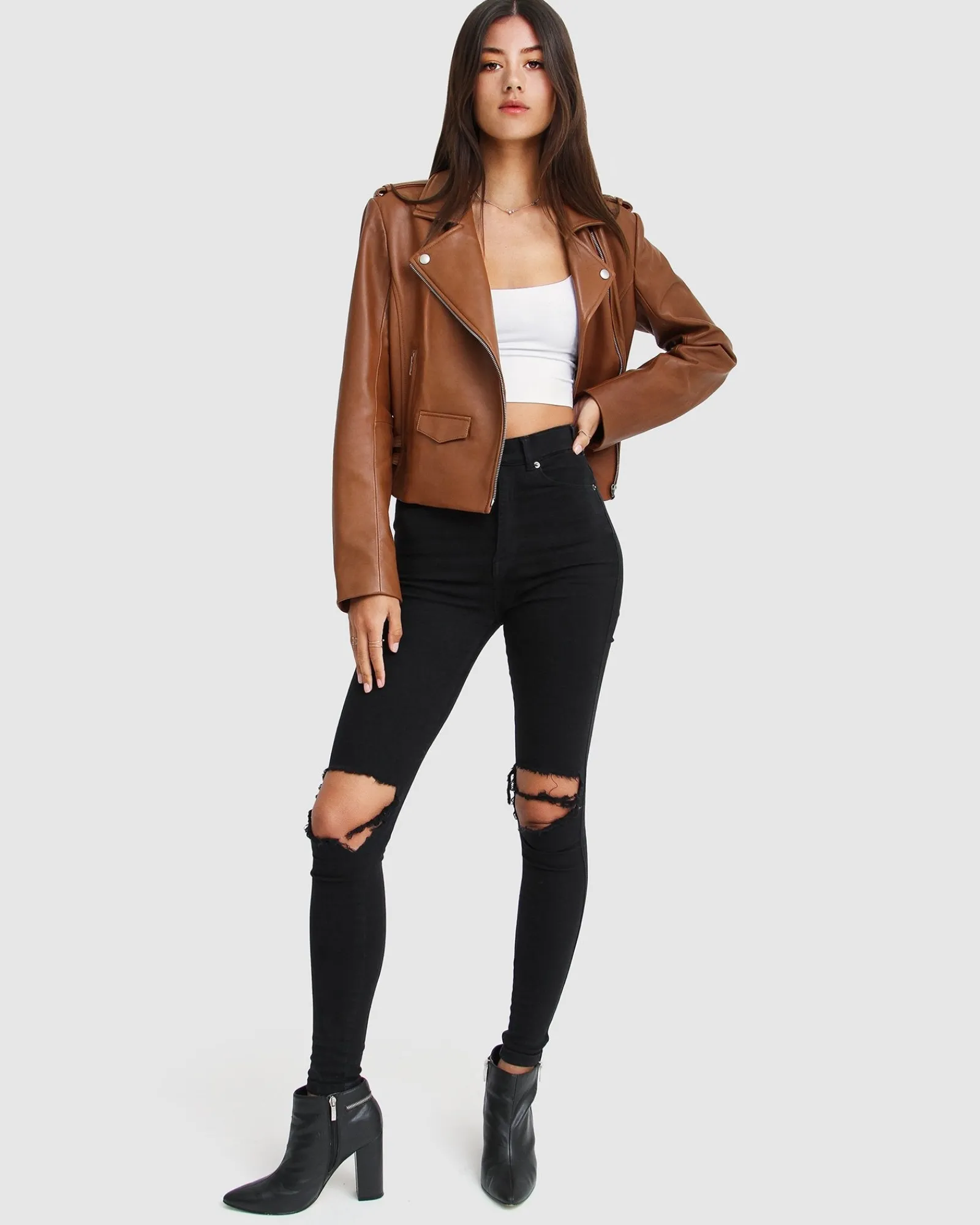 Hot Belle & Bloom Just Friends Leather Jacket - Brown