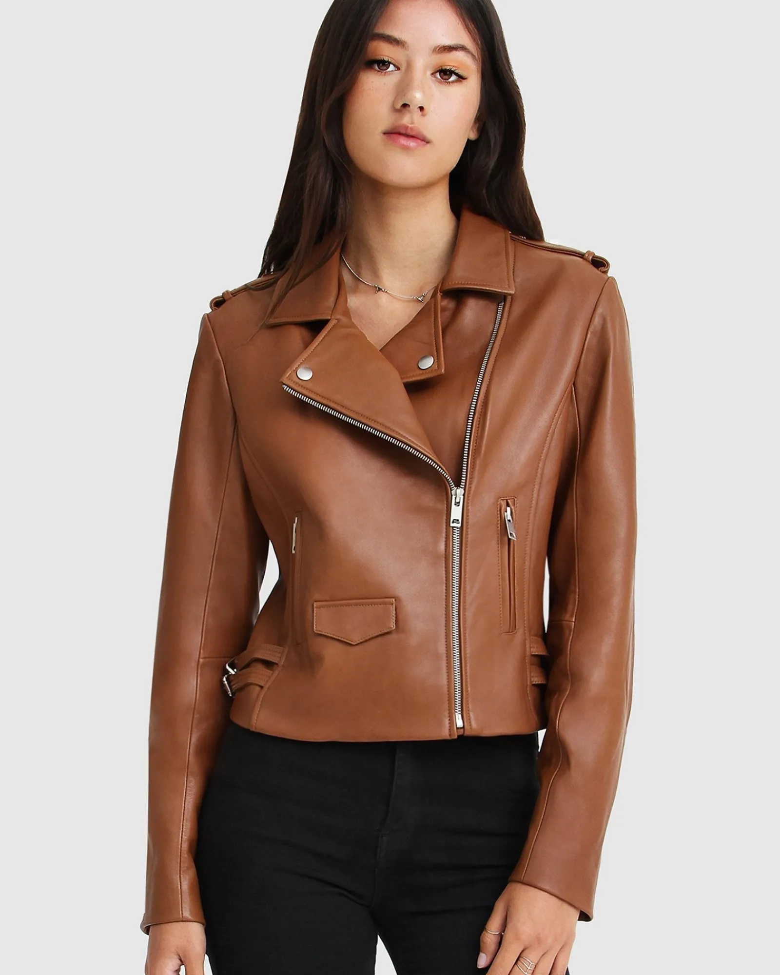 Hot Belle & Bloom Just Friends Leather Jacket - Brown