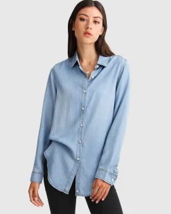 New Belle & Bloom Keep Me Wild Denim Top - Indigo