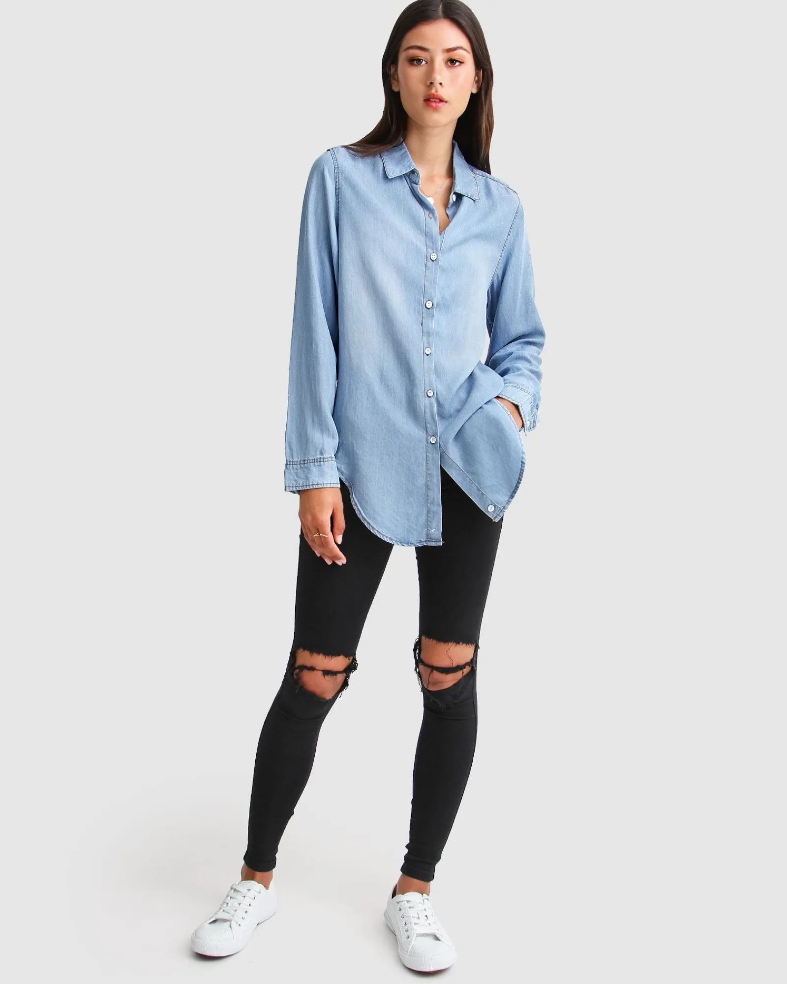 New Belle & Bloom Keep Me Wild Denim Top - Indigo