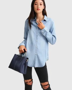 New Belle & Bloom Keep Me Wild Denim Top - Indigo