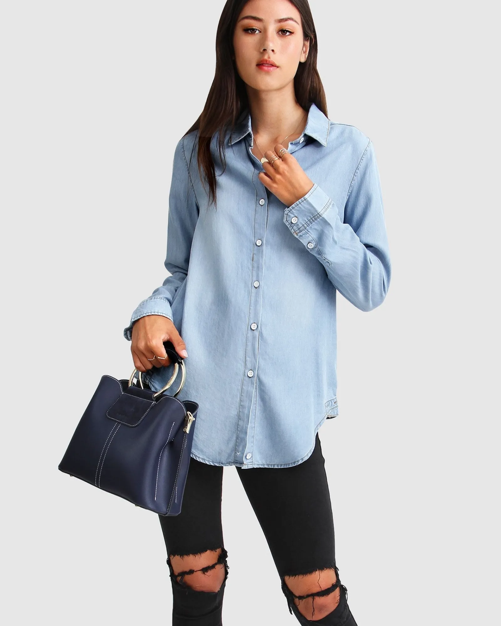 New Belle & Bloom Keep Me Wild Denim Top - Indigo