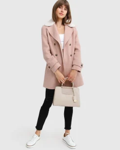 Fashion Belle & Bloom Liberty Sherpa Collar Wool Blend Coat - Blush