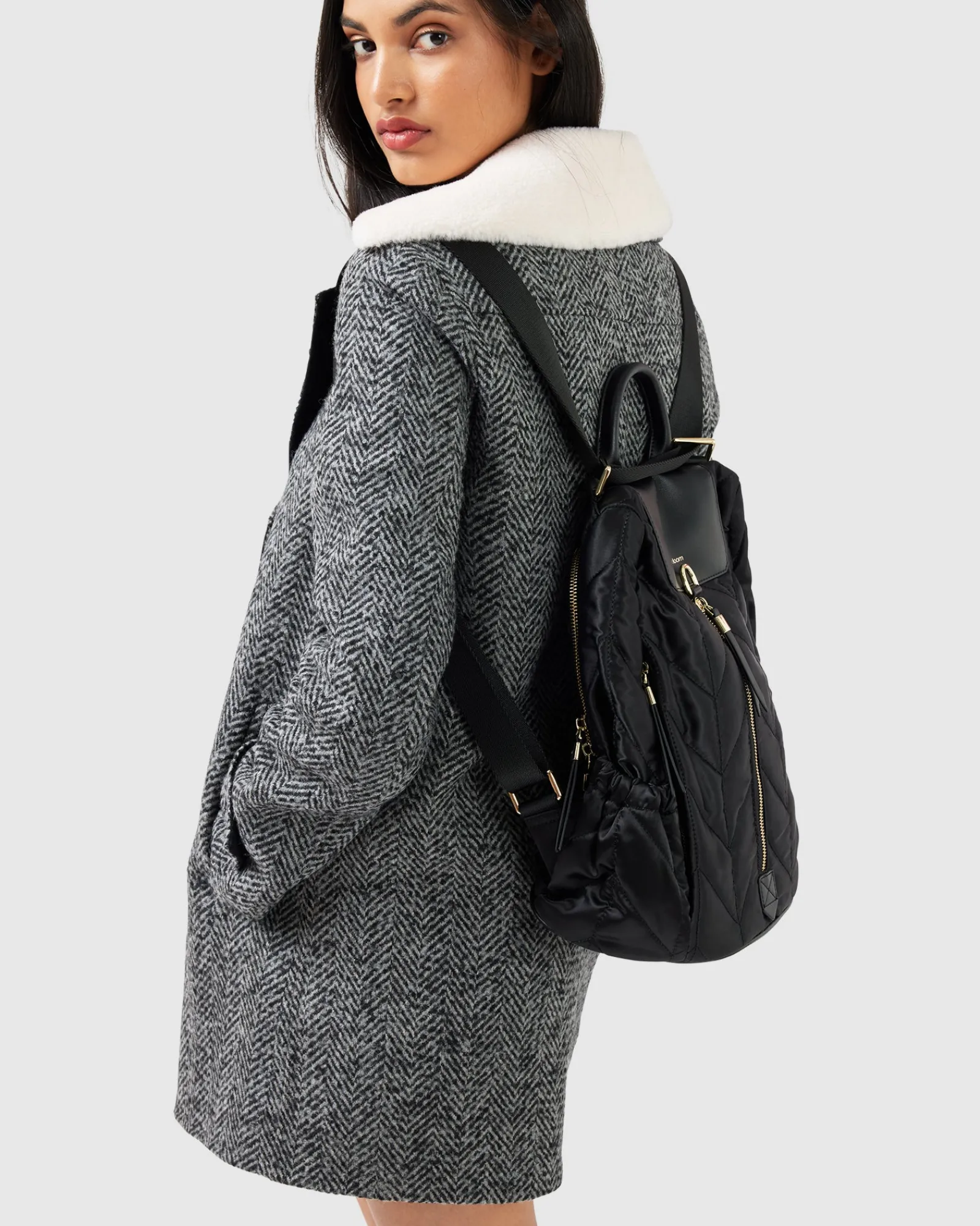 Fashion Belle & Bloom Liberty Sherpa Collar Wool Blend Coat - Charcoal