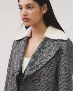 Fashion Belle & Bloom Liberty Sherpa Collar Wool Blend Coat - Charcoal