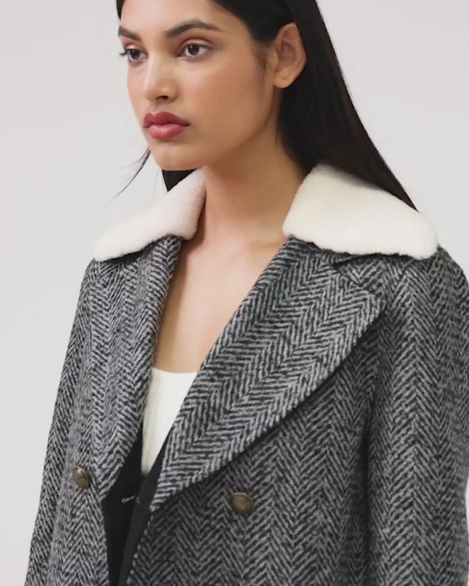 Fashion Belle & Bloom Liberty Sherpa Collar Wool Blend Coat - Charcoal