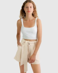 Sale Belle & Bloom Limitless Belted Shorts - Natural