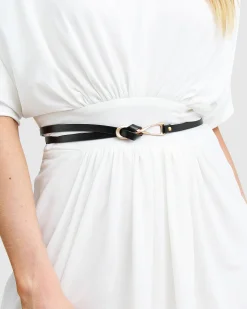 Fashion Belle & Bloom London Mood Leather Tie Belt - Black