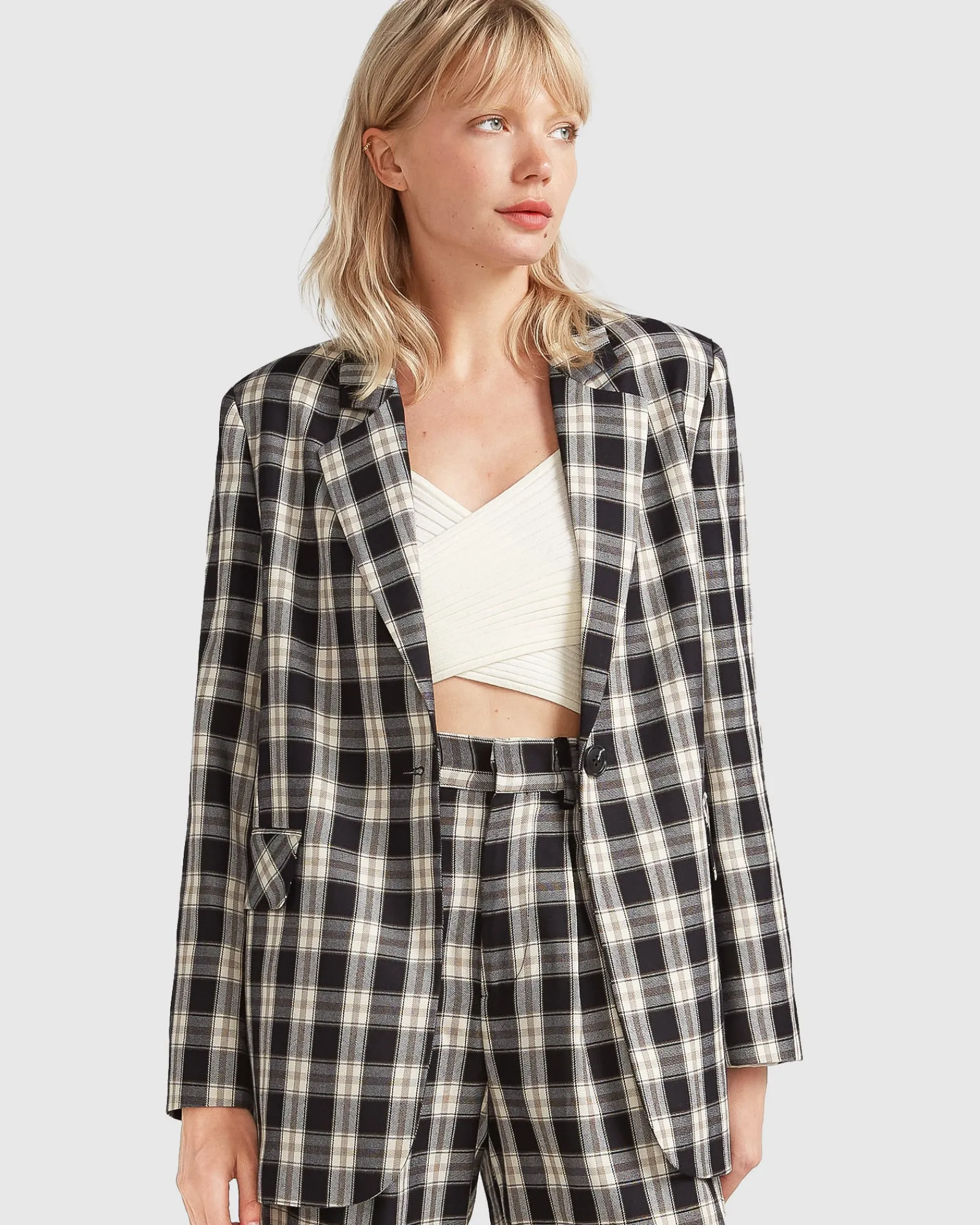 Hot Belle & Bloom Love & Mercy Checked Blazer - Black Check BlackCheck