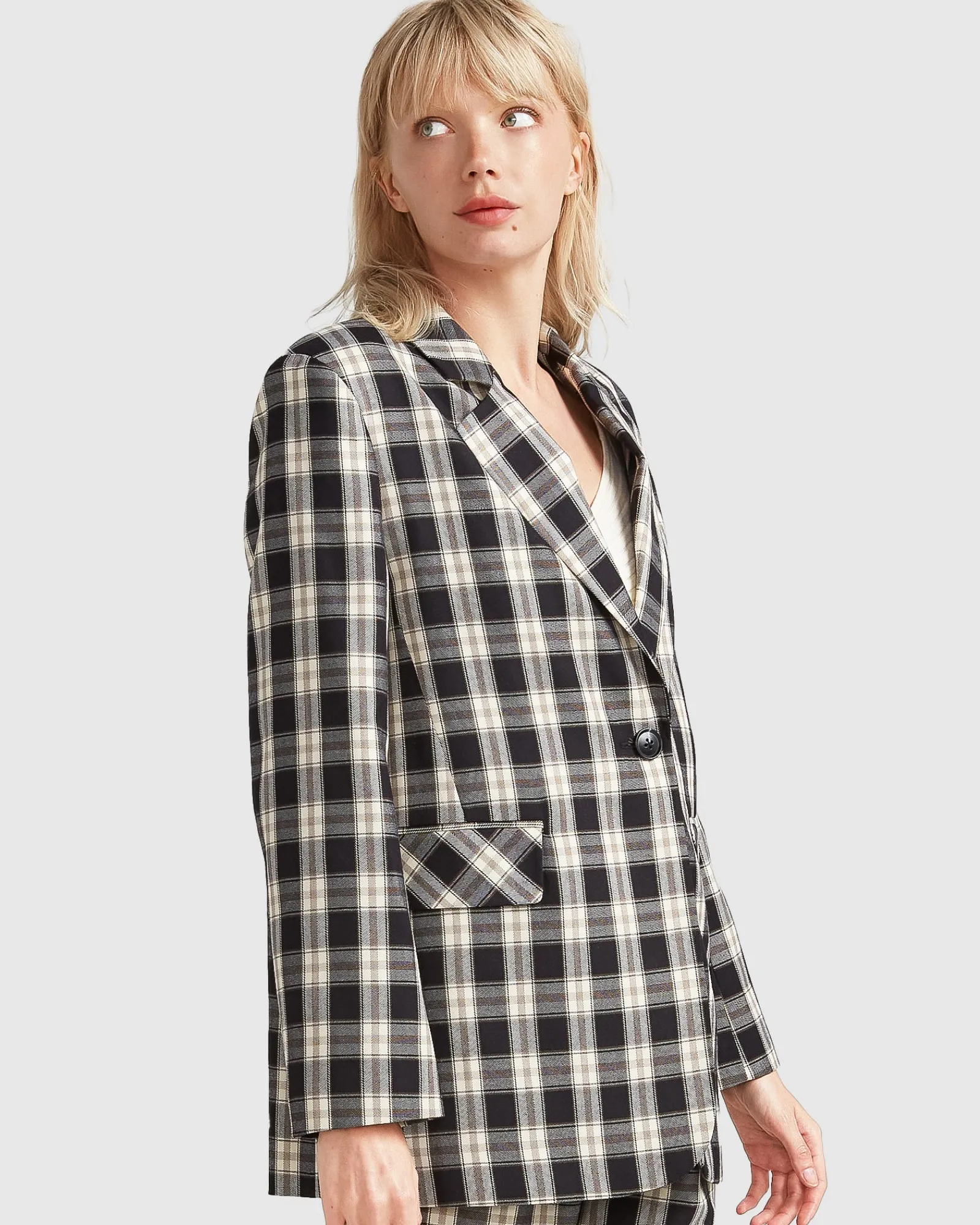 Hot Belle & Bloom Love & Mercy Checked Blazer - Black Check BlackCheck