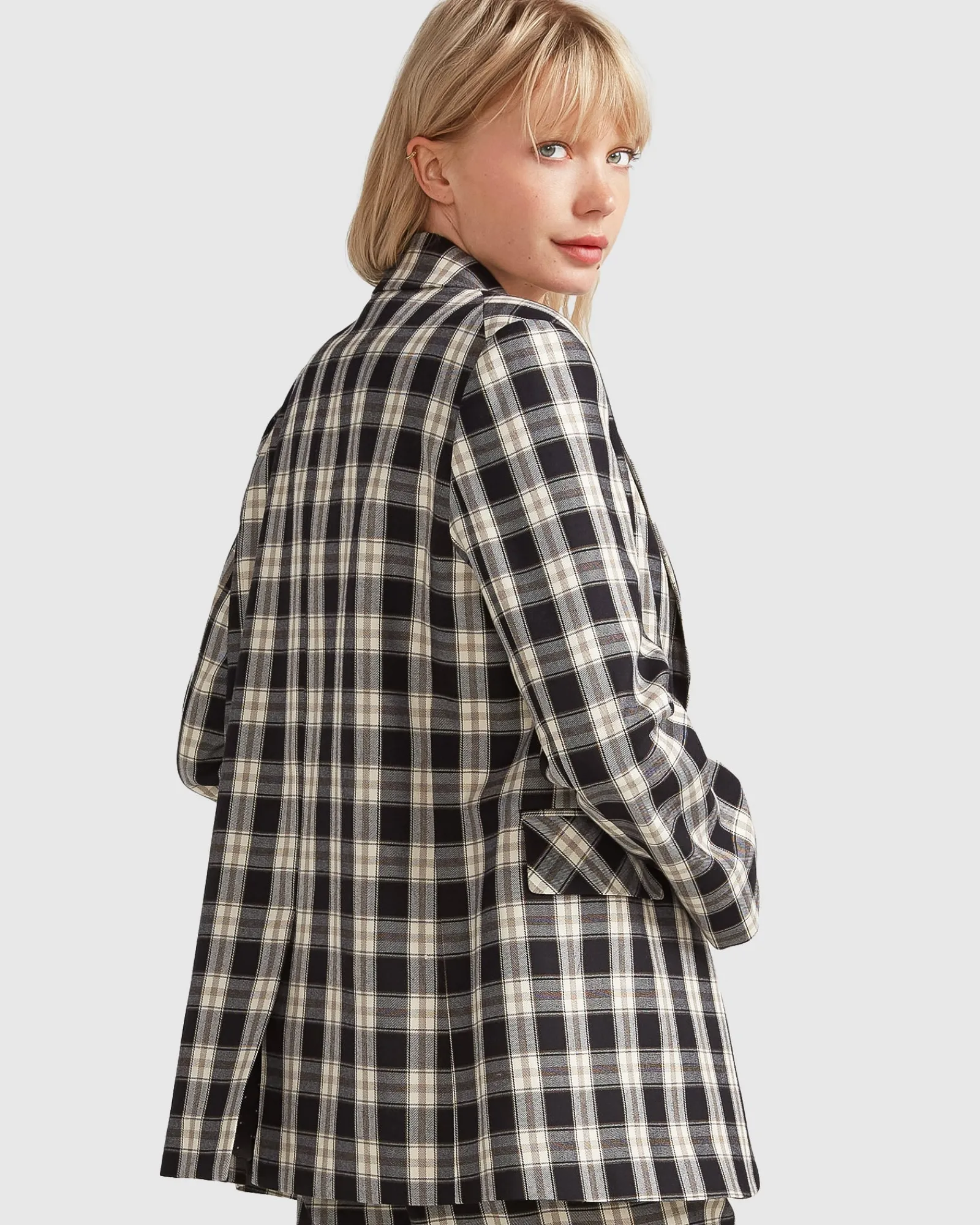 Hot Belle & Bloom Love & Mercy Checked Blazer - Black Check BlackCheck